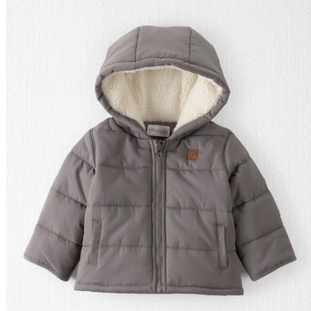 Little People Baby Recycled Puffer Jacket in Gray